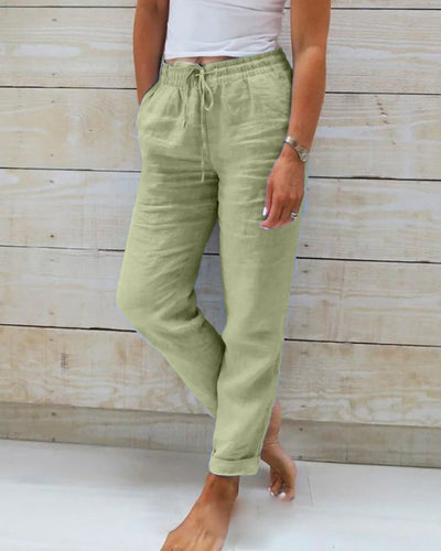 Aria Trousers made from Cotton and Linen with Elasticated Waist