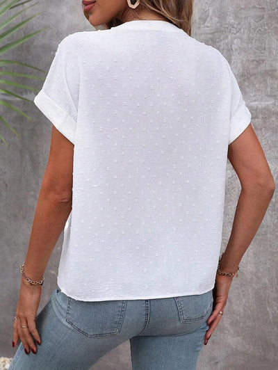 Leilani™ - Top with White Swiss Dots and Buttons