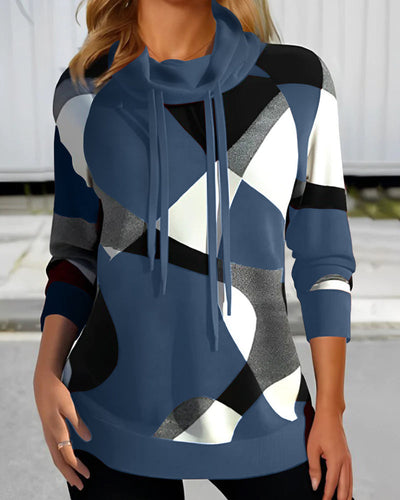 Kiana | Stylish Jumper with Geometric Print and Shawl Collar