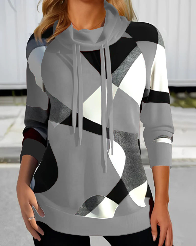 Kiana | Stylish Jumper with Geometric Print and Shawl Collar