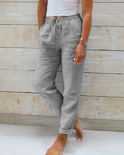 Aria Trousers made from Cotton and Linen with Elasticated Waist