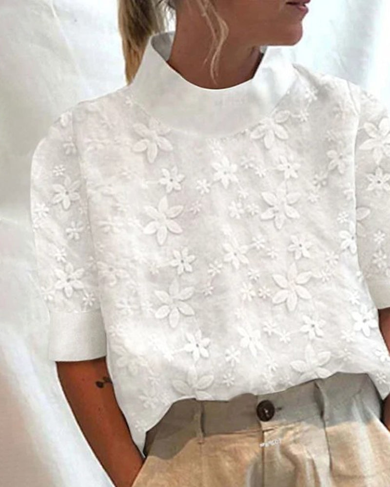 Sabine | With Embroidered Plain Stand Collar