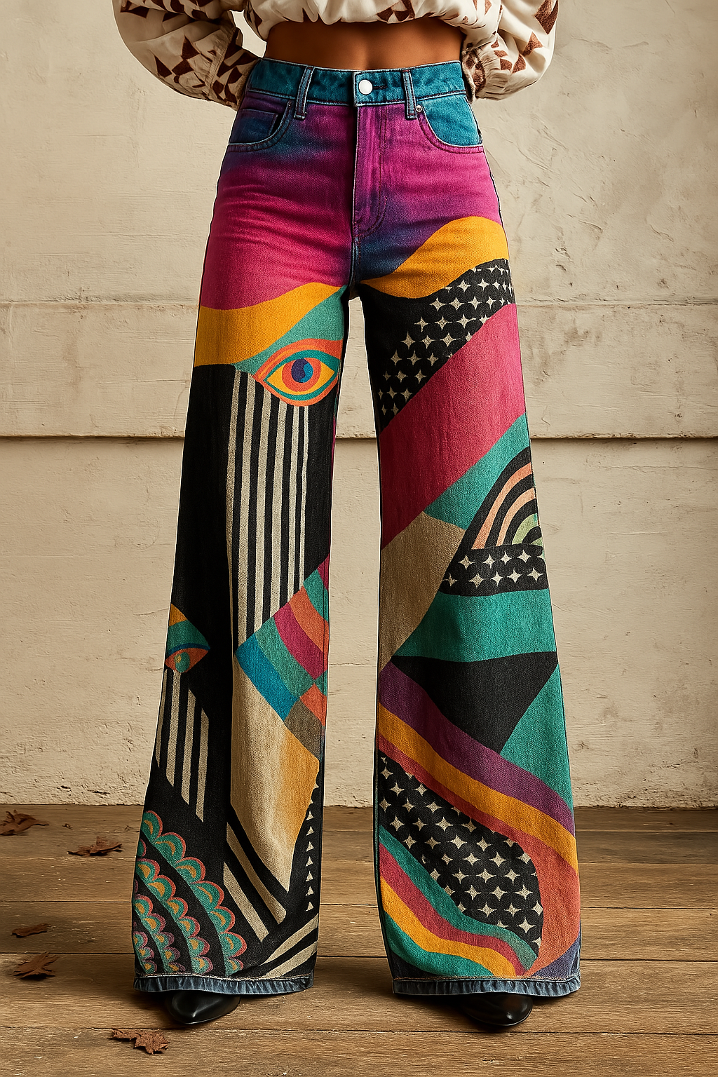 Sophia | Stylish Wide Trousers with Graphic Design