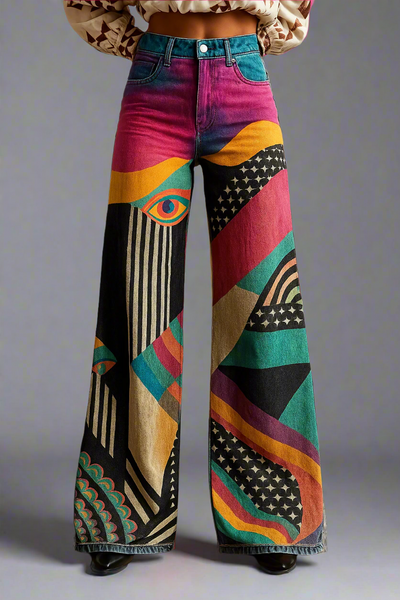 Sophia | Stylish Wide Trousers with Graphic Design