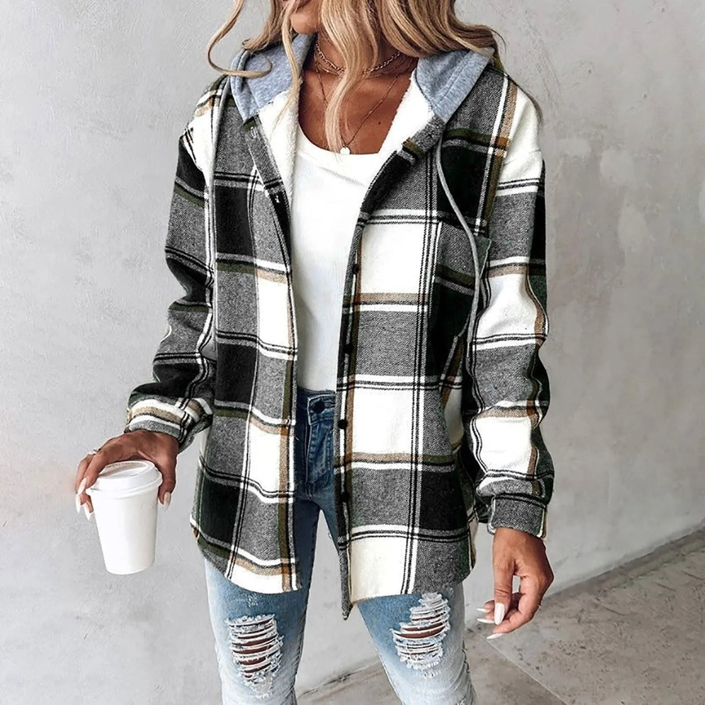 Jemima™ | Women's Buttoned Check Jacket