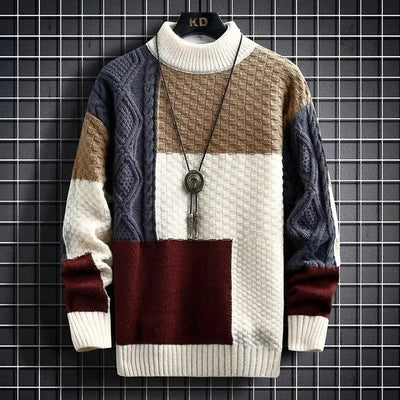 Levi | Colour Blocked Cable Knit Turtleneck