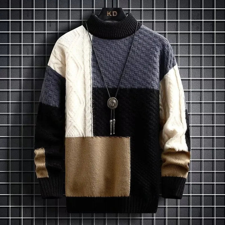 Levi | Colour Blocked Cable Knit Turtleneck