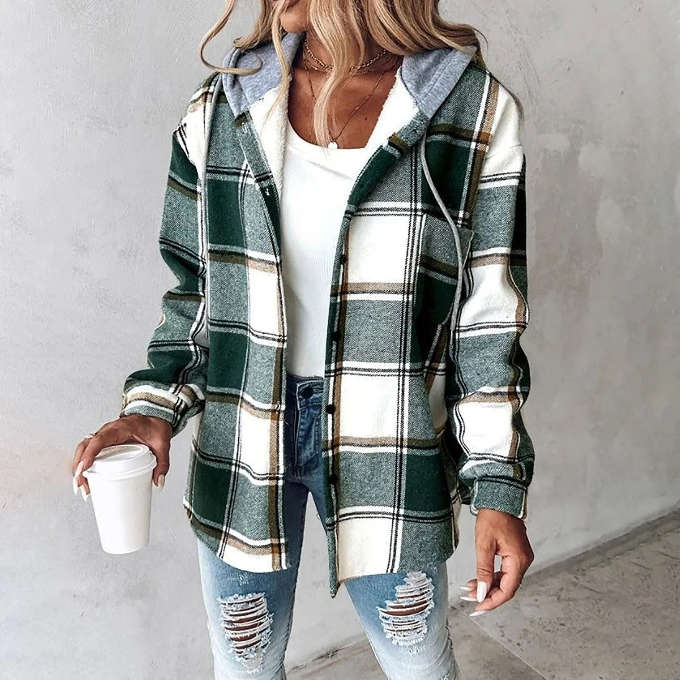 Jemima™ | Women's Buttoned Check Jacket