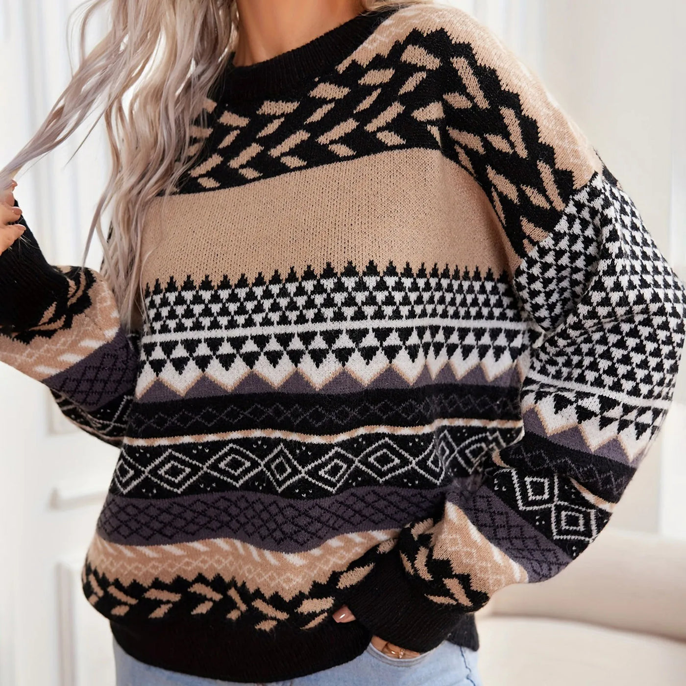Haze™ | Retro Knit Contrast Sweater