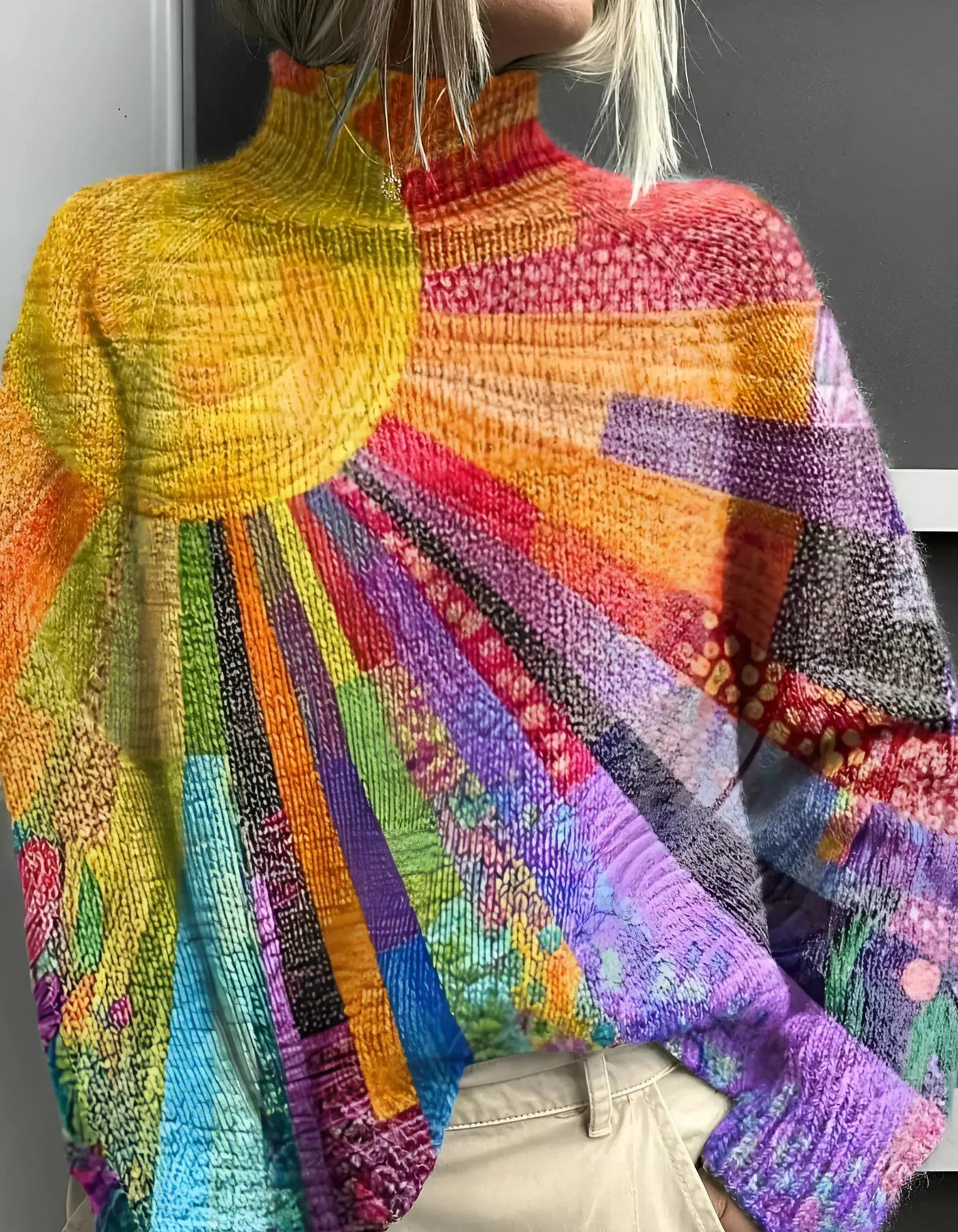Ada - Colourful and Cheerful Roll Neck Jumper