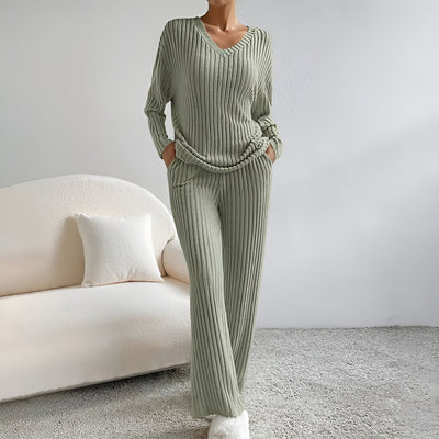 Isla™ | Striped V-Neck Sweater Set