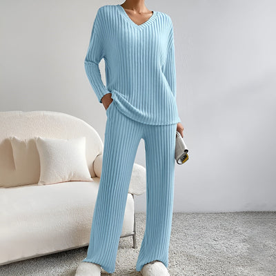 Isla™ | Striped V-Neck Sweater Set