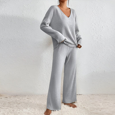 Isla™ | Striped V-Neck Sweater Set