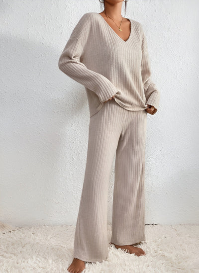 Isla™ | Striped V-Neck Sweater Set