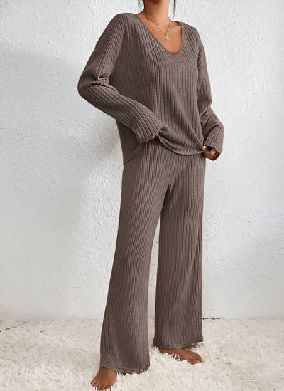 Isla™ | Striped V-Neck Sweater Set