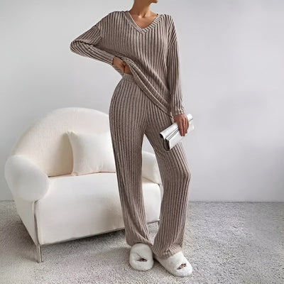 Isla™ | Striped V-Neck Sweater Set