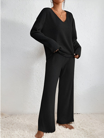 Isla™ | Striped V-Neck Sweater Set