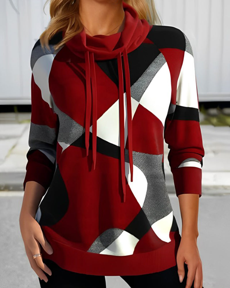 Kiana | Stylish Jumper with Geometric Print and Shawl Collar